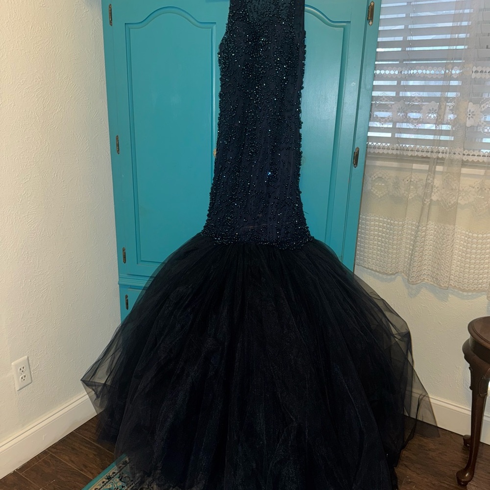 Elegant Black Beaded Gown